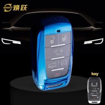 JEE1T1-White Transparent Button-Blue Plating- Car Key Cover For Jeep