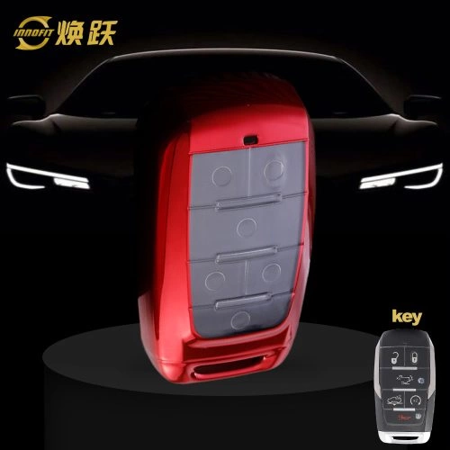 JEE1T1-White Transparent Button-Red Plating- Car Key Cover For Jeep