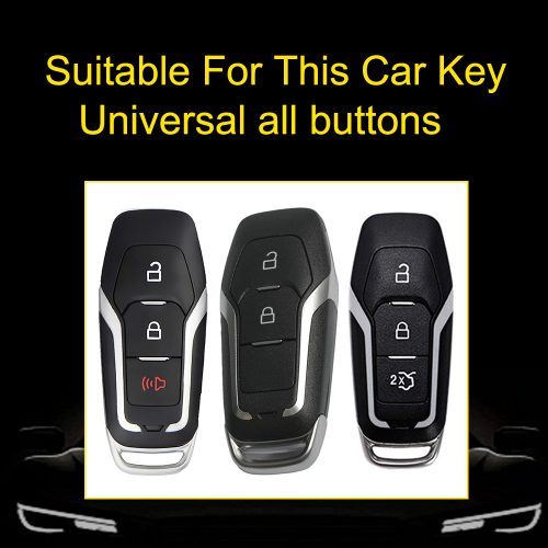 FOU1T1-White Transparent Button-Black Plating- Car Key Cover For Ford