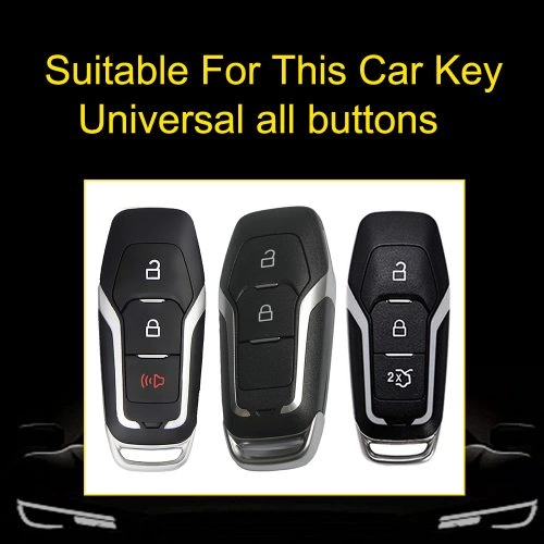 FOU1T1-White Transparent Button-Blue Plating- Car Key Cover For Ford