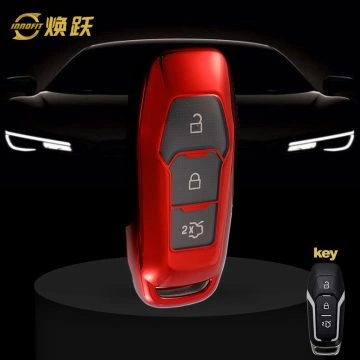 FOU1T1-White Transparent Button-Red Plating- Car Key Cover For Ford
