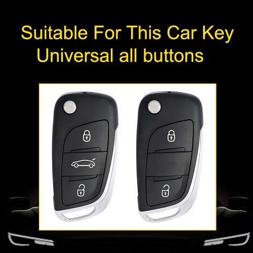 PUA1T1-White Transparent Button-Silver Plating- Car Key Cover For Peugeot