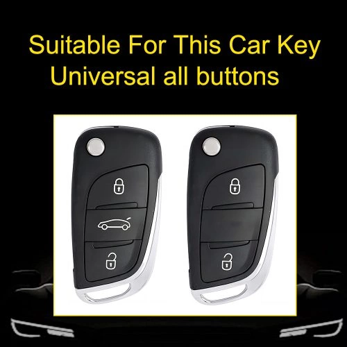 PUA1T1-White Transparent Button-Black Plating- Car Key Cover For Peugeot