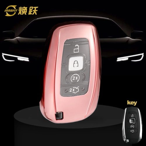 LNA1T1-White Transparent Button-Rose Gold Plating- Car Key Cover For LINCOLN