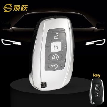LNA1T1-White Transparent Button-Silver Plating- Car Key Cover For LINCOLN