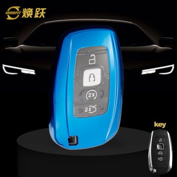 LNA1T1-White Transparent Button-Blue Plating- Car Key Cover For LINCOLN