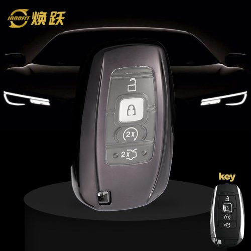 LNA1T1-White Transparent Button-Black Plating- Car Key Cover For LINCOLN
