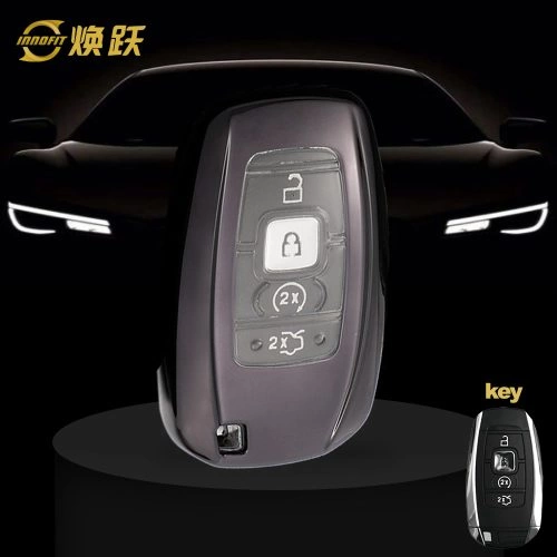 LNA1T1-White Transparent Button-Black Plating- Car Key Cover For LINCOLN
