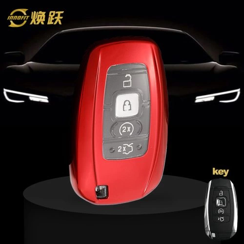 LNA1T1-White Transparent Button-Red Plating- Car Key Cover For LINCOLN