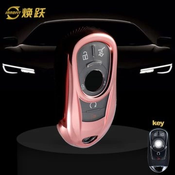 BUA1T1-White Transparent Button-Rose Gold Plating- Car Key Cover For Buick