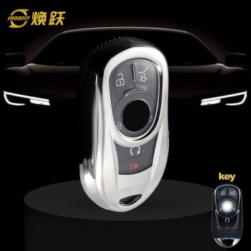 BUA1T1-White Transparent Button-Silver Plating- Car Key Cover For Buick