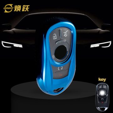 BUA1T1-White Transparent Button-Blue Plating- Car Key Cover For Buick