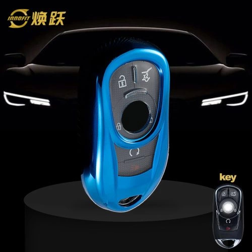BUA1T1-White Transparent Button-Blue Plating- Car Key Cover For Buick