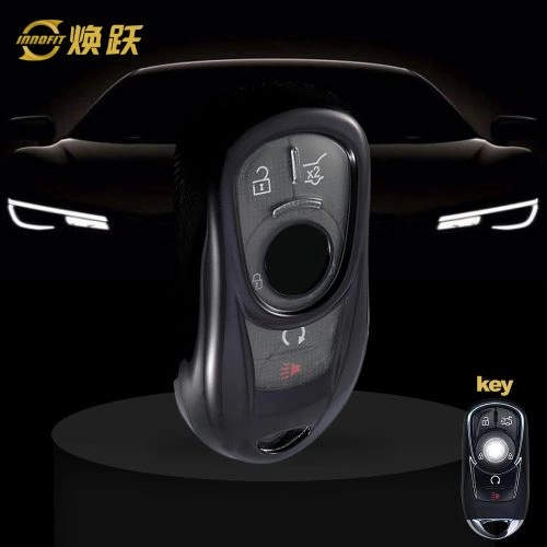 BUA1T1-White Transparent Button-Black Plating- Car Key Cover For Buick