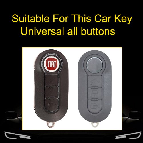 FIA1T1-White Transparent Button-Red Plating- Car Key Cover For Fiat