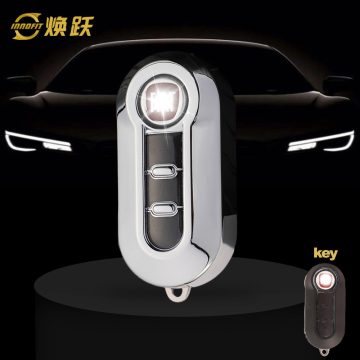FIA1T1-White Transparent Button-Silver Plating- Car Key Cover For Fiat