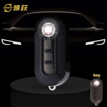 FIA1T1-White Transparent Button-Black Plating- Car Key Cover For Fiat