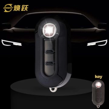 FIA1T1-White Transparent Button-Black Plating- Car Key Cover For Fiat