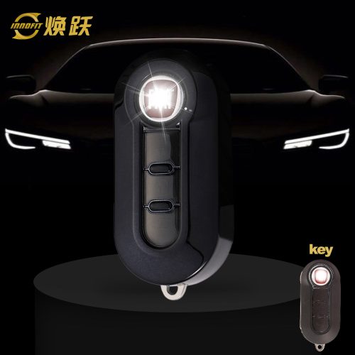 FIA1T1-White Transparent Button-Black Plating- Car Key Cover For Fiat