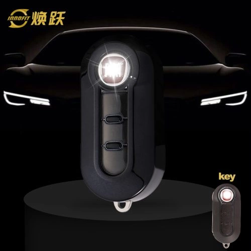 FIA1T1-White Transparent Button-Black Plating- Car Key Cover For Fiat