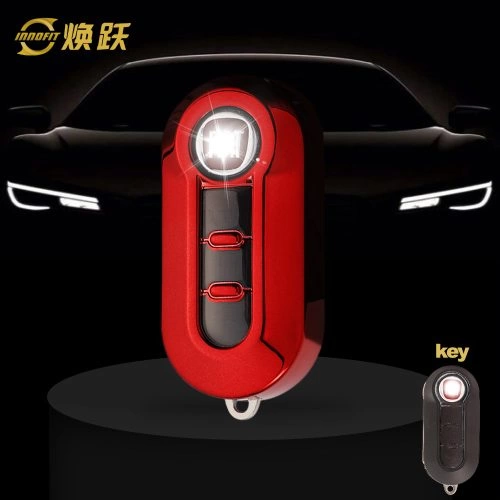 FIA1T1-White Transparent Button-Red Plating- Car Key Cover For Fiat