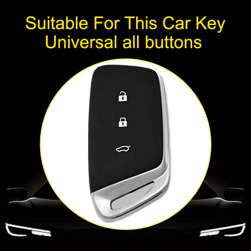 BAC1T1-White Transparent Button-Black Plating- Car Key Cover For BAOJUN