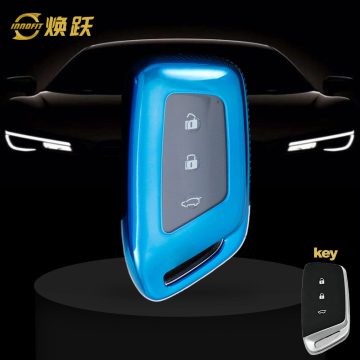 BAC1T1-White Transparent Button-Blue Plating- Car Key Cover For BAOJUN