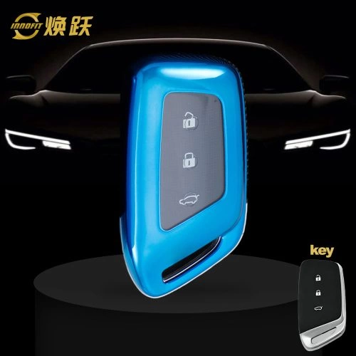BAC1T1-White Transparent Button-Blue Plating- Car Key Cover For BAOJUN