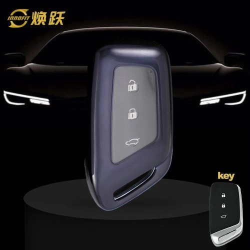 BAC1T1-White Transparent Button-Black Plating- Car Key Cover For BAOJUN