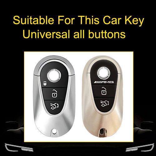 MEA1T1-White Transparent Button-Blue Plating- Car Key Cover For Mercedes-Benz