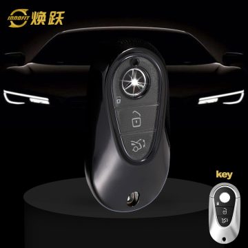 MEA1T1-White Transparent Button-Black Plating- Car Key Cover For Mercedes-Benz