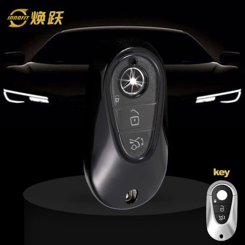 MEA1T1-White Transparent Button-Black Plating- Car Key Cover For Mercedes-Benz