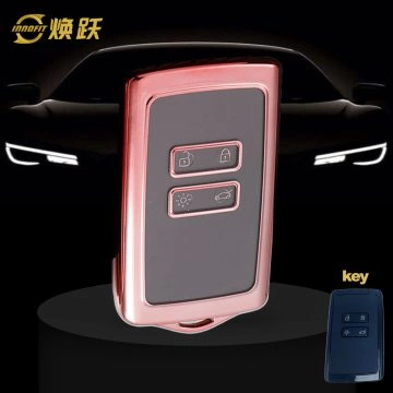 REA1T1-White Transparent Button-Rose Gold Plating- Car Key Cover For Renault