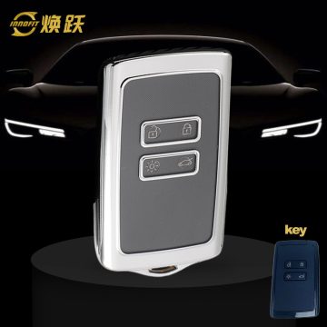 REA1T1-White Transparent Button-Silver Plating- Car Key Cover For Renault
