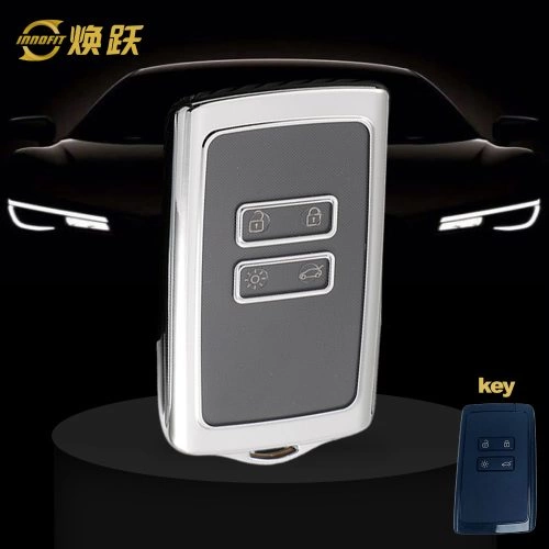 REA1T1-White Transparent Button-Silver Plating- Car Key Cover For Renault