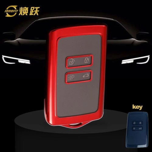 REA1T1-White Transparent Button-Red Plating- Car Key Cover For Renault