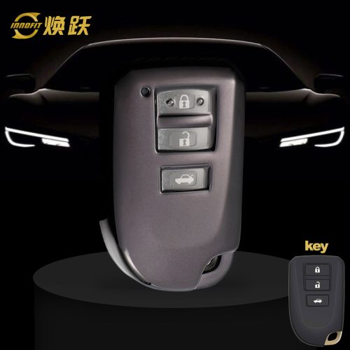 TOI1T1-White Transparent Button-Black Plating- Car Key Cover For Toyota