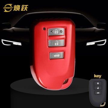 TOI1T1-White Transparent Button-Red Plating- Car Key Cover For Toyota