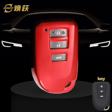 TOI1T1-White Transparent Button-Red Plating- Car Key Cover For Toyota