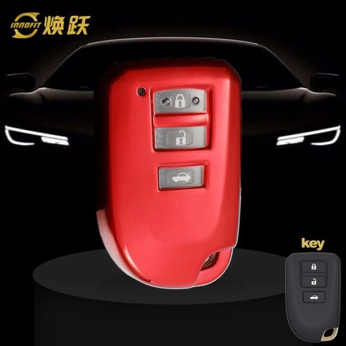 TOI1T1-White Transparent Button-Red Plating- Car Key Cover For Toyota