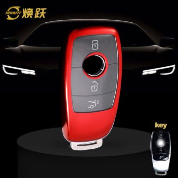 MEB1T1-White Transparent Button-Red Plating- Car Key Cover For Mercedes-Benz