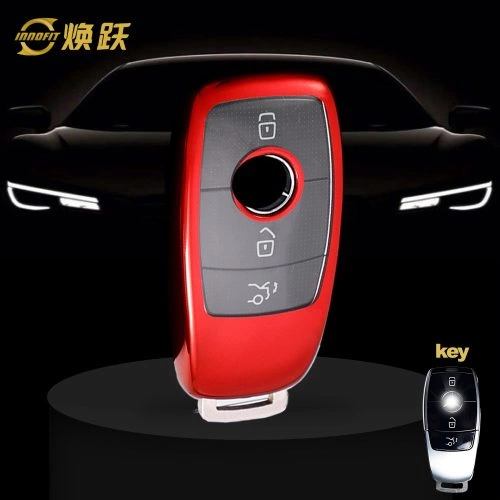 MEB1T1-White Transparent Button-Red Plating- Car Key Cover For Mercedes-Benz