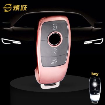 MEB1T1-White Transparent Button-Rose Gold Plating- Car Key Cover For Mercedes-Benz