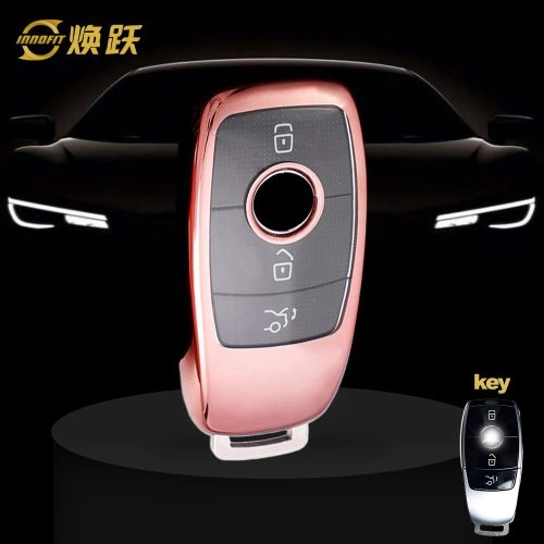 MEB1T1-White Transparent Button-Rose Gold Plating- Car Key Cover For Mercedes-Benz
