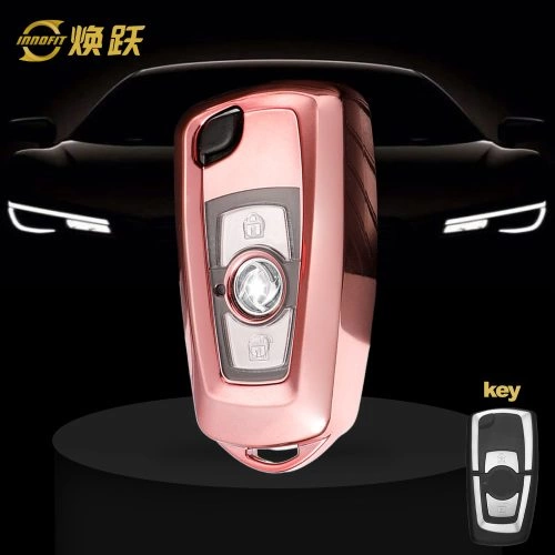 VEC1T1-White Transparent Button-Rose Gold Plating- Car Key Cover For Venucia