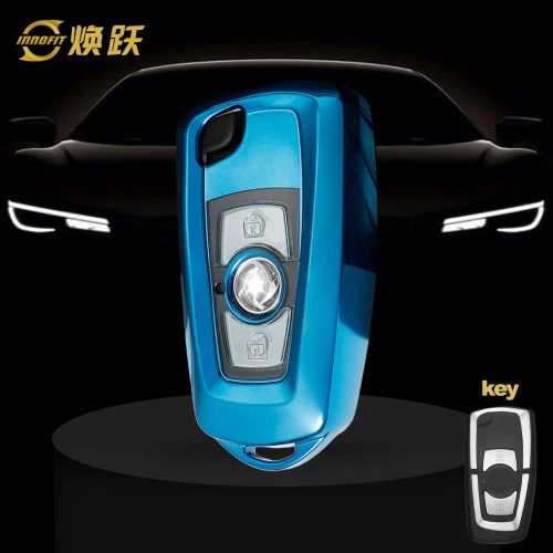 VEC1T1-White Transparent Button-Blue Plating- Car Key Cover For Venucia