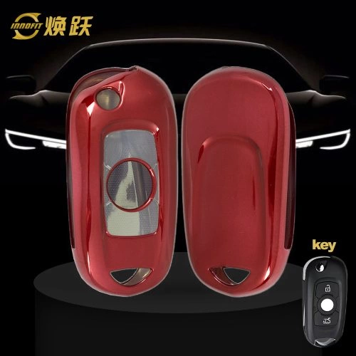 BUB1T1-White Transparent Button-Red Plating- Car Key Cover For Buick