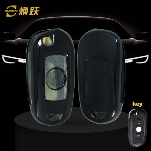 BUB1T1-White Transparent Button-Black Plating- Car Key Cover For Buick
