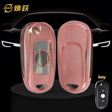 BUB1T1-White Transparent Button-Rose Gold Plating- Car Key Cover For Buick