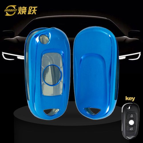 BUB1T1-White Transparent Button-Blue Plating- Car Key Cover For Buick